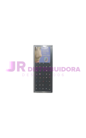 30) PIERCING NARIZ RETO COLORIDO CX/40